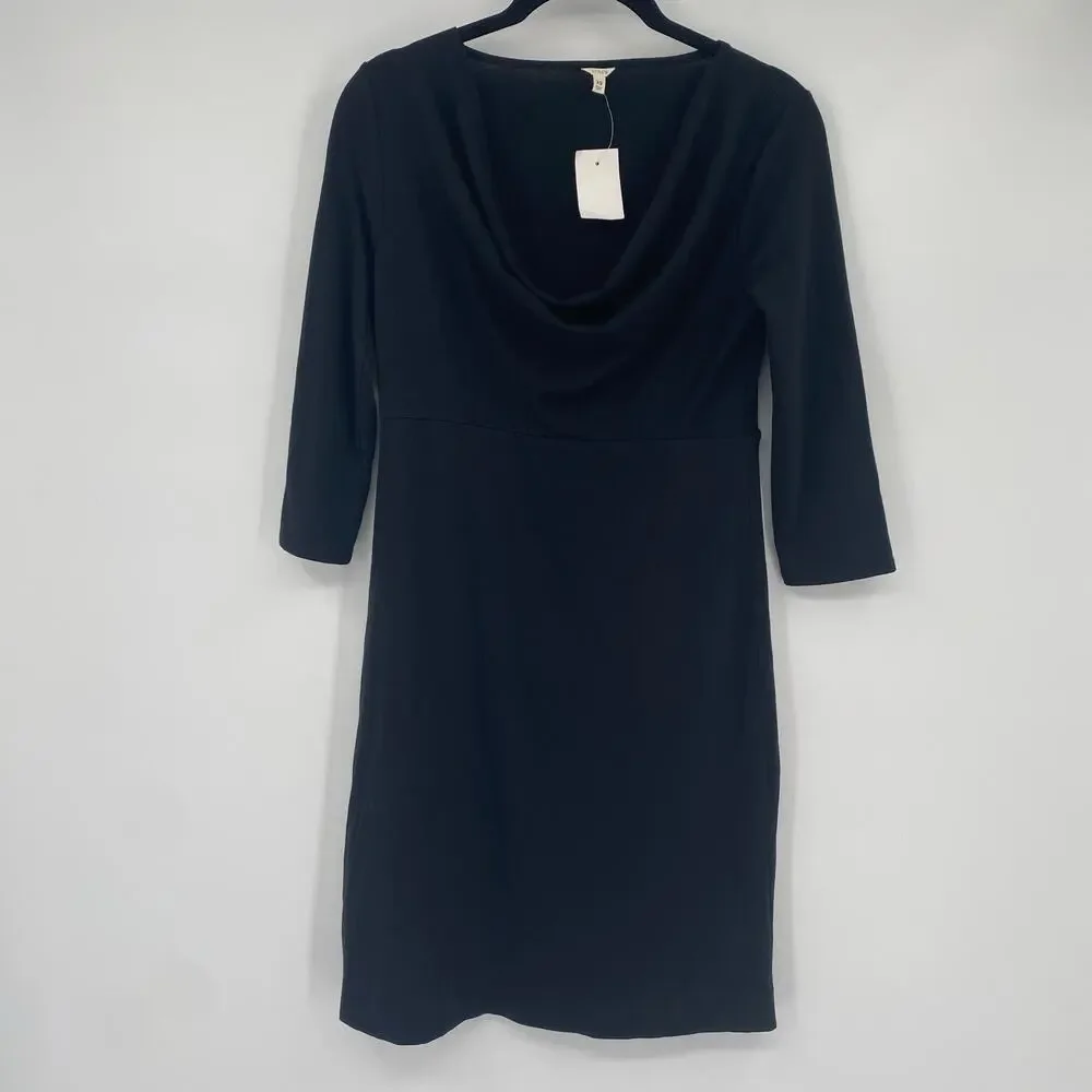 J Crew Women's Black Jersey Cowl Neckline Sheath Dress Size XS NEW